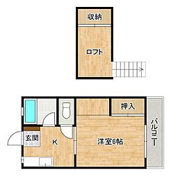 コーポ梓 1Kの間取図画像