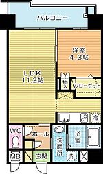 フェリシエ三萩野 1LDKの間取図画像