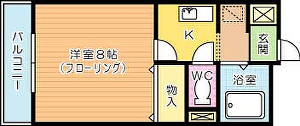 シャルム明石III 203｜福岡県北九州市小倉北区中井５丁目(賃貸マンション1K・2階・24.58㎡)の写真 その2