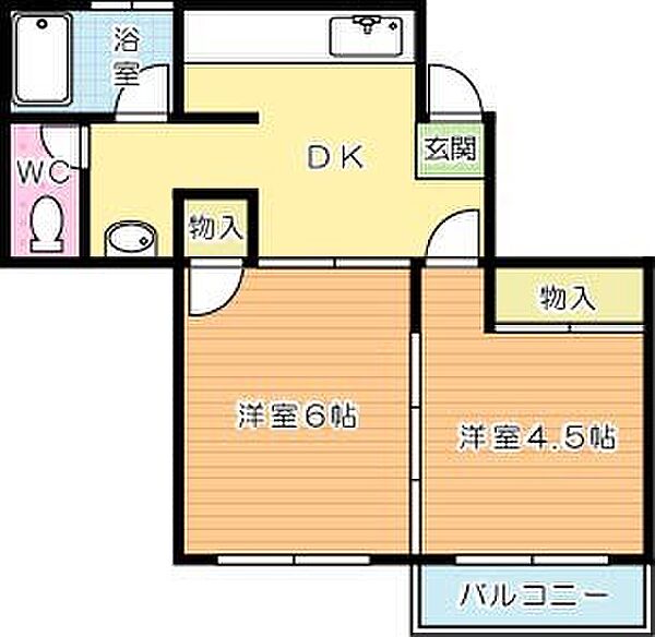 西小倉129 103｜福岡県北九州市小倉北区竪町１丁目(賃貸マンション2DK・1階・35.00㎡)の写真 その2