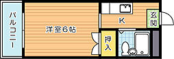 シャトレ黄金 1Kの間取図画像