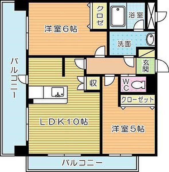 福岡県北九州市戸畑区旭町(賃貸マンション2LDK・6階・52.30㎡)の写真 その2