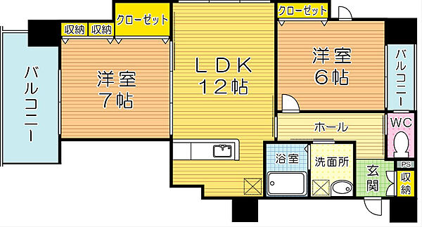 ハビテ下到津 403｜福岡県北九州市小倉北区下到津１丁目(賃貸マンション2LDK・4階・59.60㎡)の写真 その2