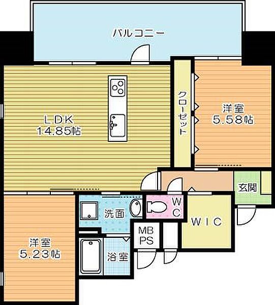 THE HILLS KOKURA（ザ・ヒルズ小倉） 1101｜福岡県北九州市小倉北区紺屋町(賃貸マンション2LDK・11階・62.05㎡)の写真 その2