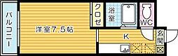 ルネッサンスTOEI田町 1Kの間取図画像