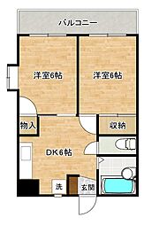 シャトレ別院3 2DKの間取図画像