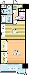 ニューシティアパートメンツ南小倉2 1DKの間取図画像