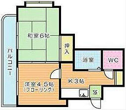 パール・デュー木町 2Kの間取図画像