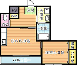 ロアーブル五番館 1DKの間取図画像