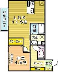 オアシス 1LDKの間取図画像