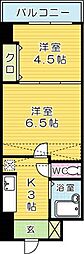 ギャラン南小倉 2Kの間取図画像