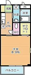 ヴァンフォルム熊本 1Kの間取図画像