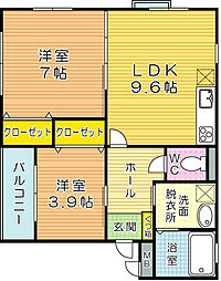 メゾン高田2 2LDKの間取図画像