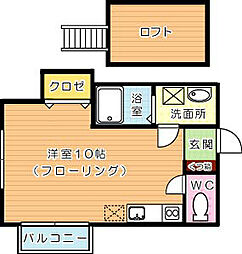 グッドライフ折尾 ワンルームの間取図画像