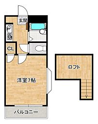 片野JMハウス 1Kの間取図画像