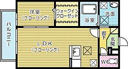 ヴィラウッド 1LDKの間取図画像