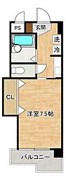 アビタシオン柳町 1Kの間取図画像