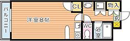 ジュネス陣原 ワンルームの間取図画像