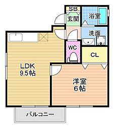 セジュールイトー 1LDKの間取図画像