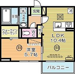 D-room柳町 1LDKの間取図画像