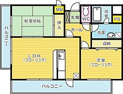 アネーロあそう 2LDKの間取図画像
