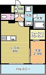 グランフォーレ小倉シティタワー 1LDKの間取図画像