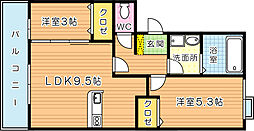 あうん霧ヶ丘 2LDKの間取図画像