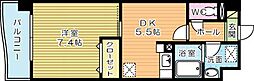 ベイプレイス小倉 1DKの間取図画像