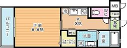 リンデンバウム京町 1Kの間取図画像