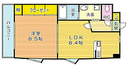 アサノベイタワー 1LDKの間取図画像