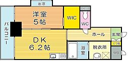 メゾン・ド・プレシューズ 1DKの間取図画像