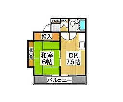 チュリス小倉 1DKの間取図画像