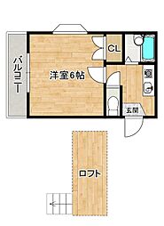 オアシス清水 1Kの間取図画像