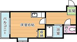 ベルガ中津口 ワンルームの間取図画像