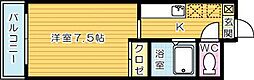 ルネッサンスTOEI田町 1Kの間取図画像
