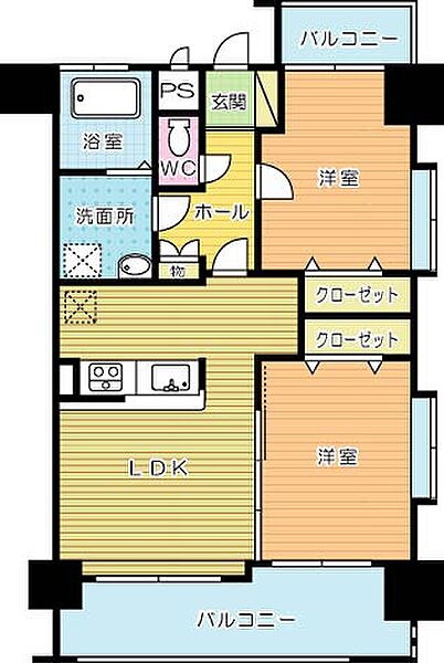 Jスクエア 406｜福岡県北九州市小倉北区中津口１丁目(賃貸マンション2LDK・4階・50.02㎡)の写真 その2