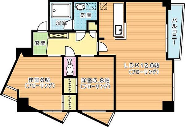 オールセインツ 401｜福岡県北九州市小倉北区江南町(賃貸マンション2LDK・4階・60.13㎡)の写真 その2