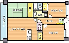 アクロス黒崎ロイヤルヒルズ  ｜ 福岡県北九州市八幡西区岡田町（賃貸マンション3LDK・12階・77.25㎡） その2