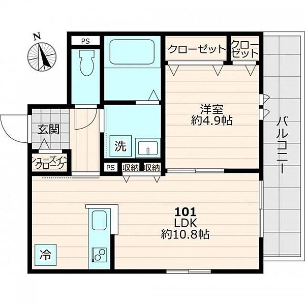 仮称ユアメゾン墨田 101｜東京都墨田区立花5丁目(賃貸マンション1LDK・1階・39.08㎡)の写真 その2