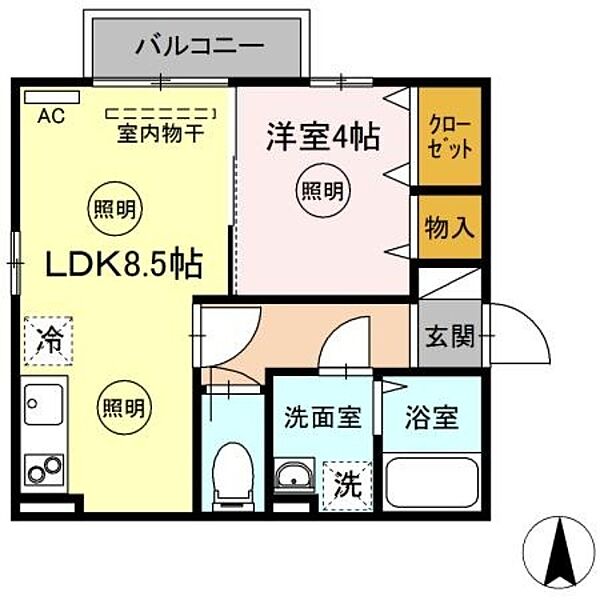 香川県高松市屋島西町(賃貸アパート1LDK・2階・32.77㎡)の写真 その2
