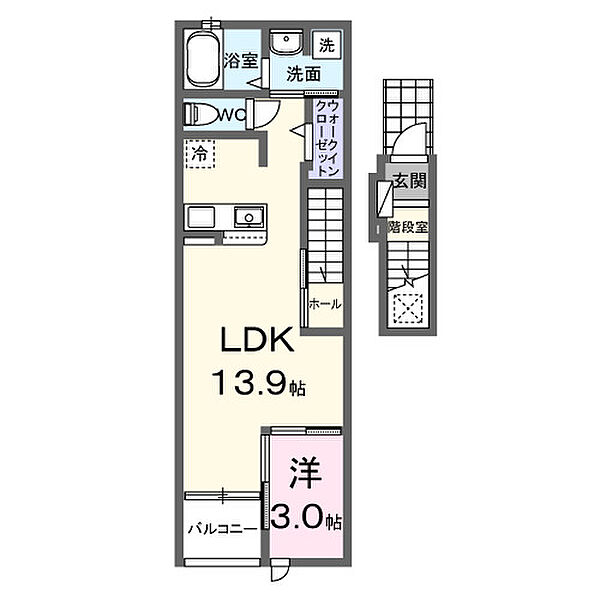 リ・クレスト 203｜香川県坂出市福江町2丁目(賃貸アパート1LDK・2階・41.73㎡)の写真 その2