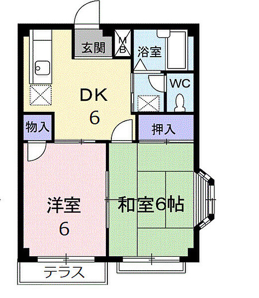 西原エルデイム 101｜香川県高松市今里町1丁目(賃貸アパート2DK・1階・39.19㎡)の写真 その2