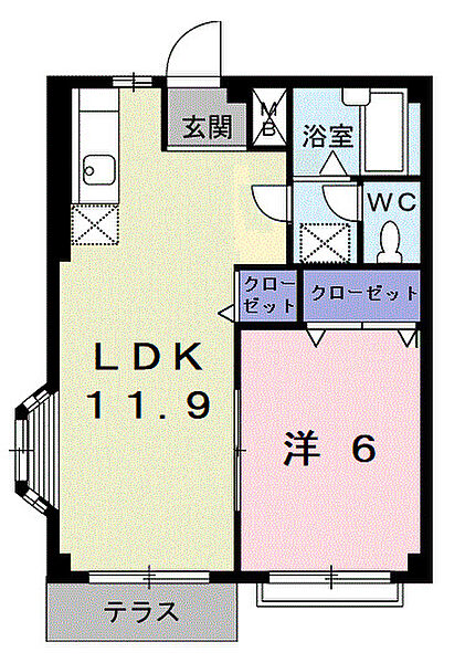 エルディム磯野 102｜香川県丸亀市土器町東7丁目(賃貸アパート1LDK・1階・39.70㎡)の写真 その2