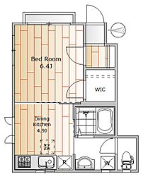 ガーデンハウス碑文谷 1DKの間取図画像