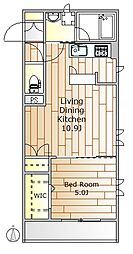 WOOD-BELL学芸大学 1LDKの間取図画像