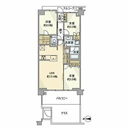プラウド元住吉ガーデンズ 3LDKの間取図画像