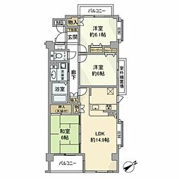 キャニオングランデ碑文谷南 3LDKの間取図画像