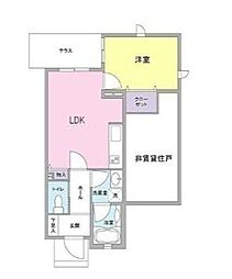 シュシュ都立大学 1LDKの間取図画像