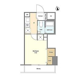 モンドール池尻 1Kの間取図画像