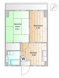 オオトリマンション 2Kの間取図画像